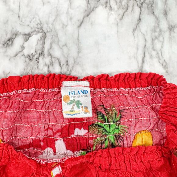 Strapless Halter Tropical Print Dress Floral Tie Waist Medium Beach Resort Wear - Picture 7 of 9